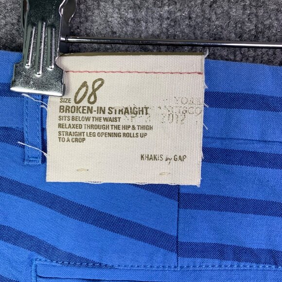 NWT Khakis By‎ Gap Blue Striped Womens Broken-In Straight Pant Size 08 - Picture 7 of 11